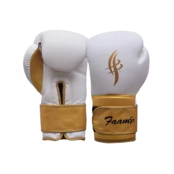 white gold boxing training gloves