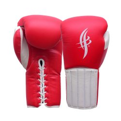 lace up boxing gloves red