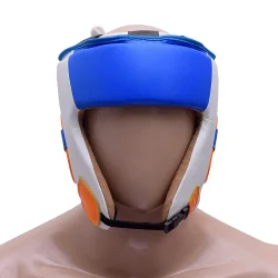 blue white gold boxing head guard