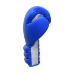 Blue Leather Lace-Up Boxing Gloves White Trim - Image 5
