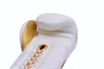 White and Gold Competition Gloves with Lace-up Closure. - Image 3