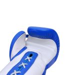 Blue Leather Lace-Up Boxing Gloves White Trim - Image 7