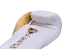 White and Gold Competition Gloves with Lace-up Closure. - Image 7