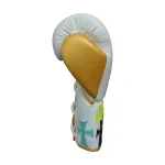 White Gold Lace Up Boxing Gloves - Image 5