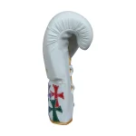 White Gold Lace Up Boxing Gloves - Image 6