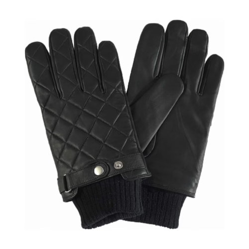 FI-12016.jpg Black Quilted Leather Fashion Gloves – Warm & Stylish - Image 1
