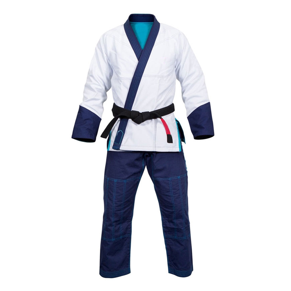 FI-5072.jpg Elite White & Navy Blue Jiu Jitsu Gi - Image 1