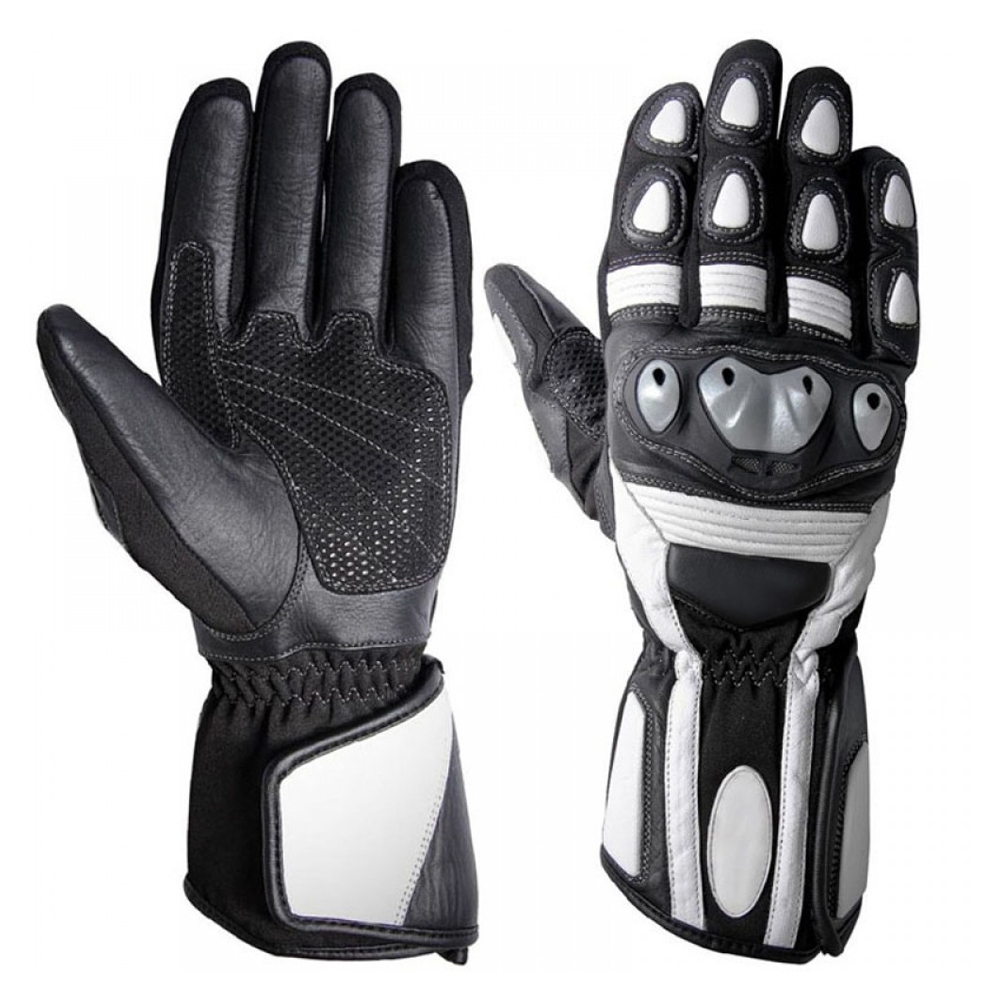 FI-6022.jpg Black and White Motorcycle Gloves - Image 1