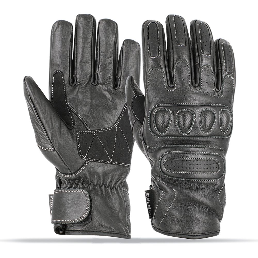 FI-6028.jpg Premium Leather Motorcycle Gloves - Black - Image 1